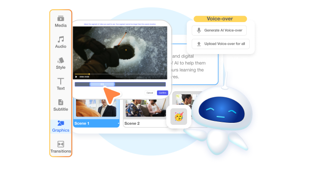 Create multilingual instructional videos with Visla’s AI-driven editing tools.